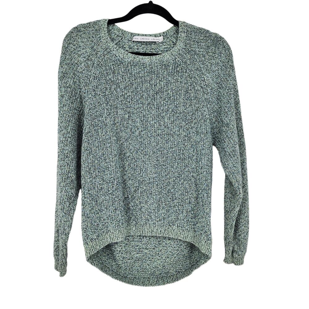 & Other Stories High Low Long Sleeve Green Knit Cotton Sweater Size Small